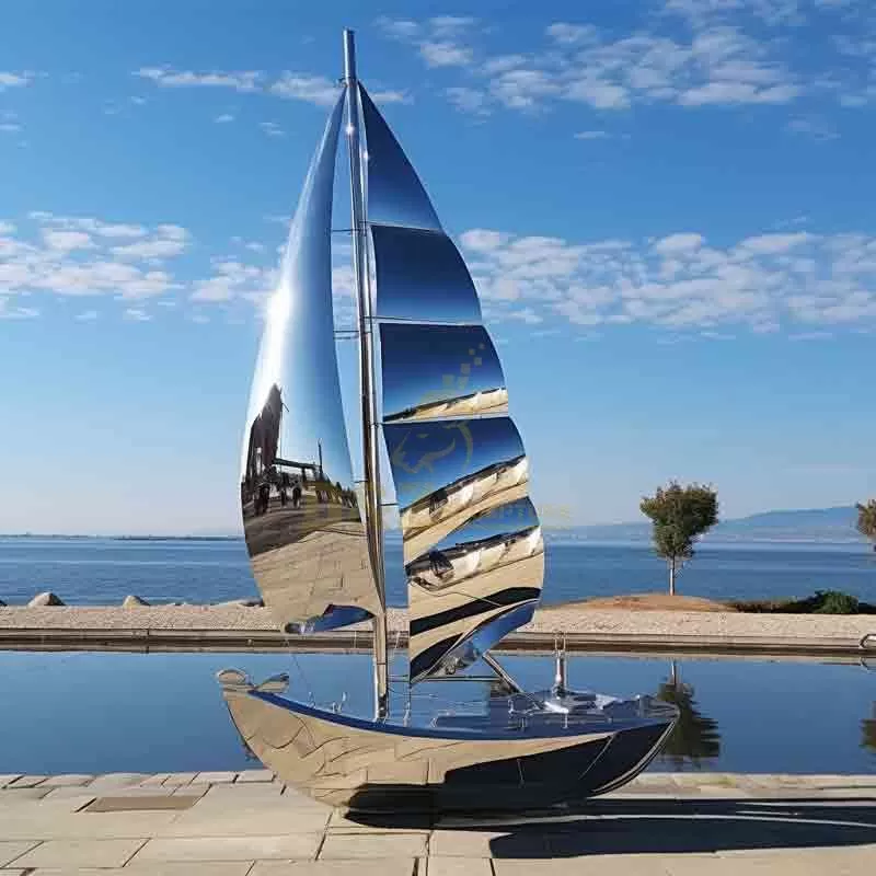 Large Metal Sailboat Sculpture | Stainless Steel Outdoor Decor DZ-776