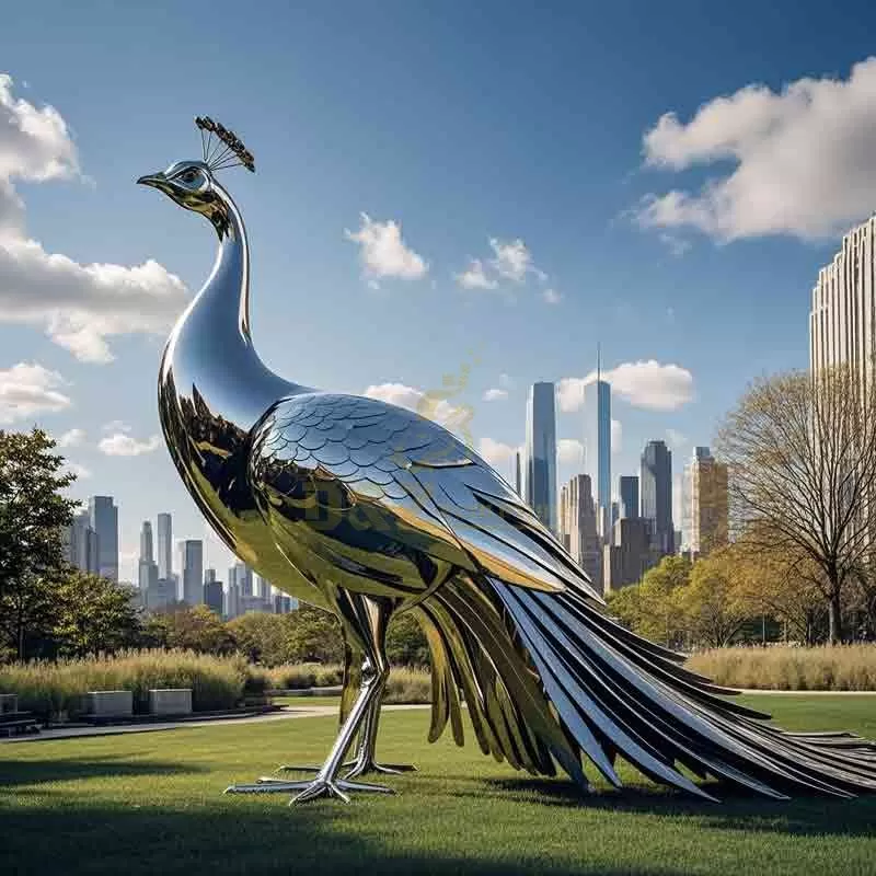 Stainless Steel Garden Peacock Sculpture Metal Art Decor DZ- 780