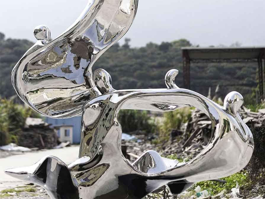 Modern stainless steel wave art sculpture outdoor metal art sculpture DZ-330