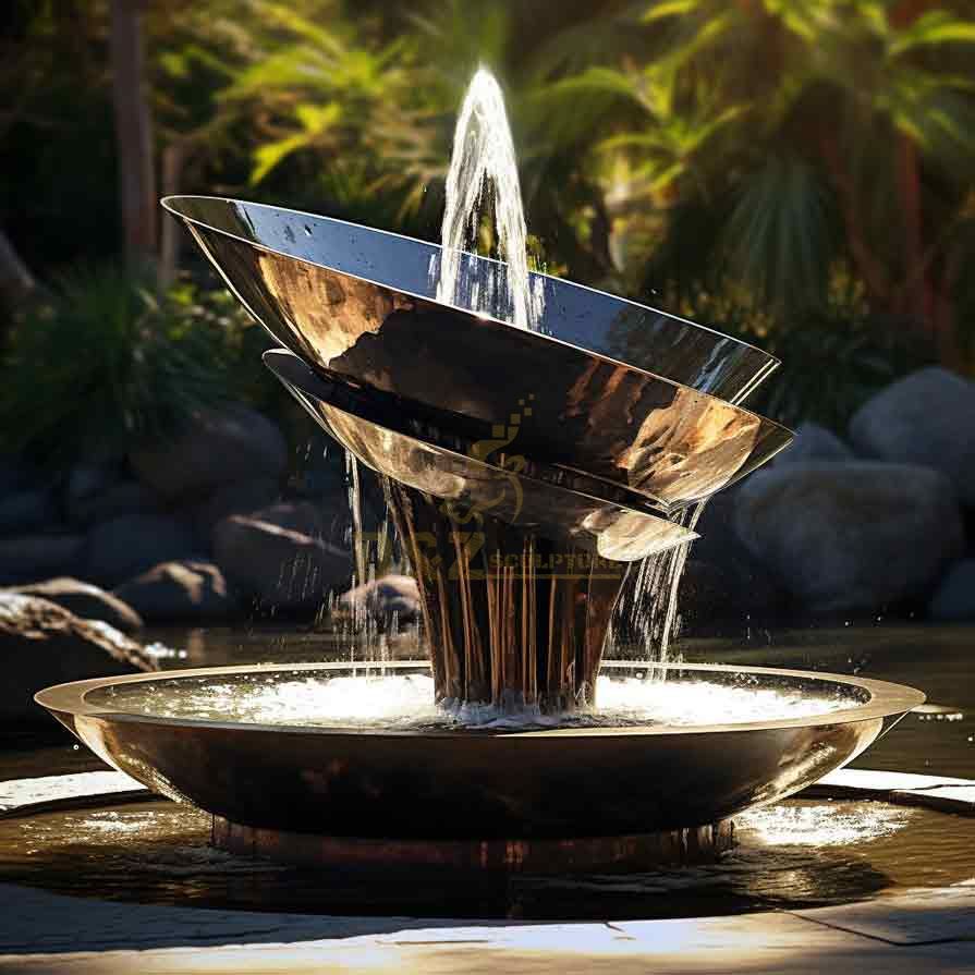 Large metal outdoor torch fountain sculpture for sale DZ-398