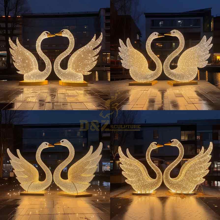 Other styles of giant LED metal wire swan sculptures