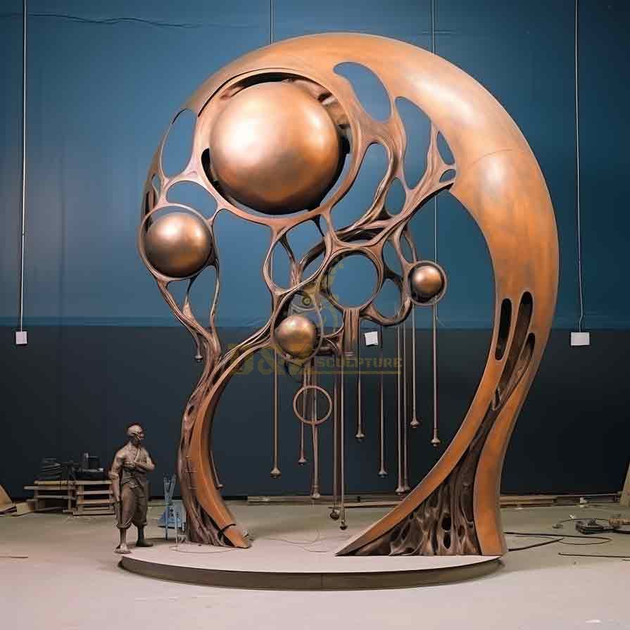 Large cast bronze arch art sculpture series - Light Gold Dream DZ-402