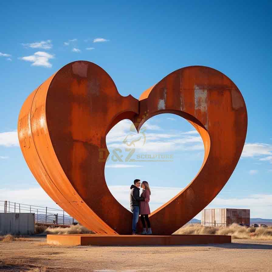 Large outdoor corten steel abstract art heart sculptures for sale DZ-406