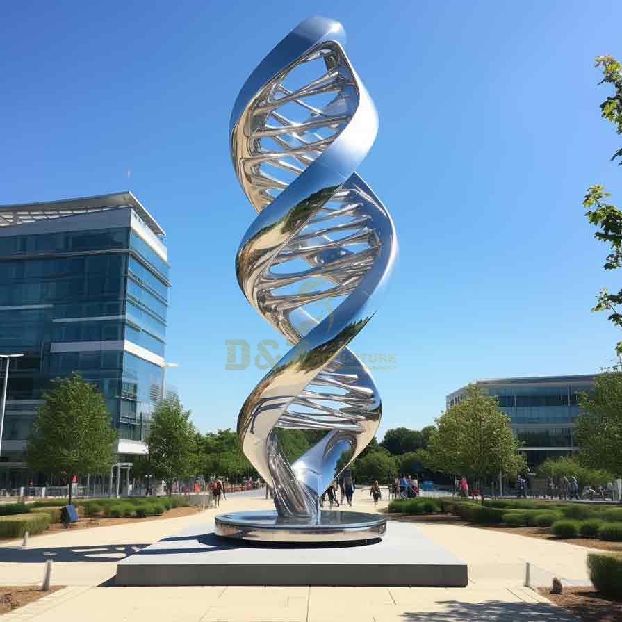 Large mirror stainless steel DNA double helix art sculpture for sale DZ-408