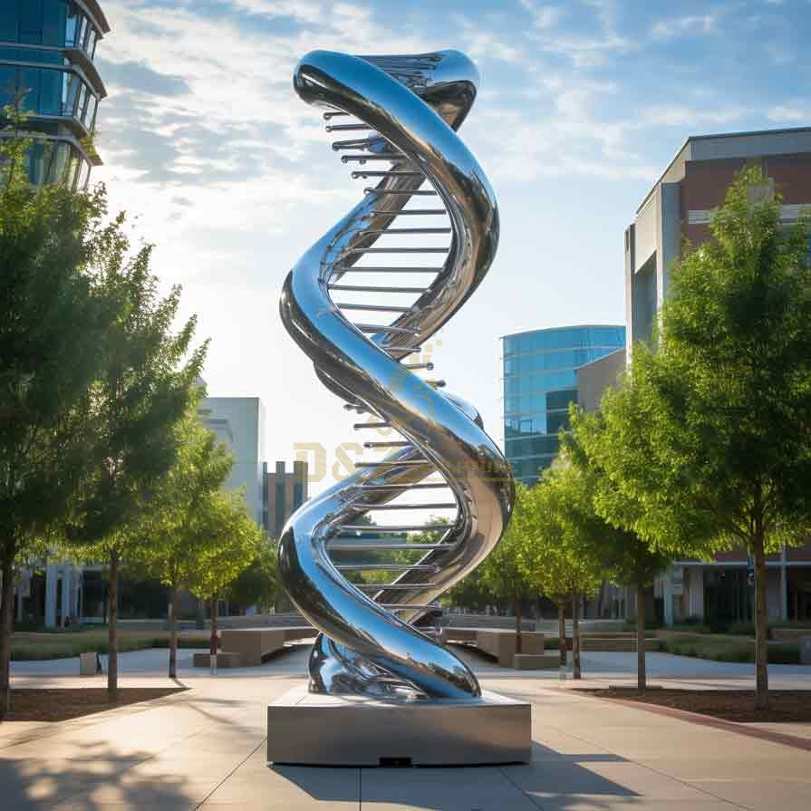 Large mirror stainless steel DNA double helix art sculpture for sale DZ-408