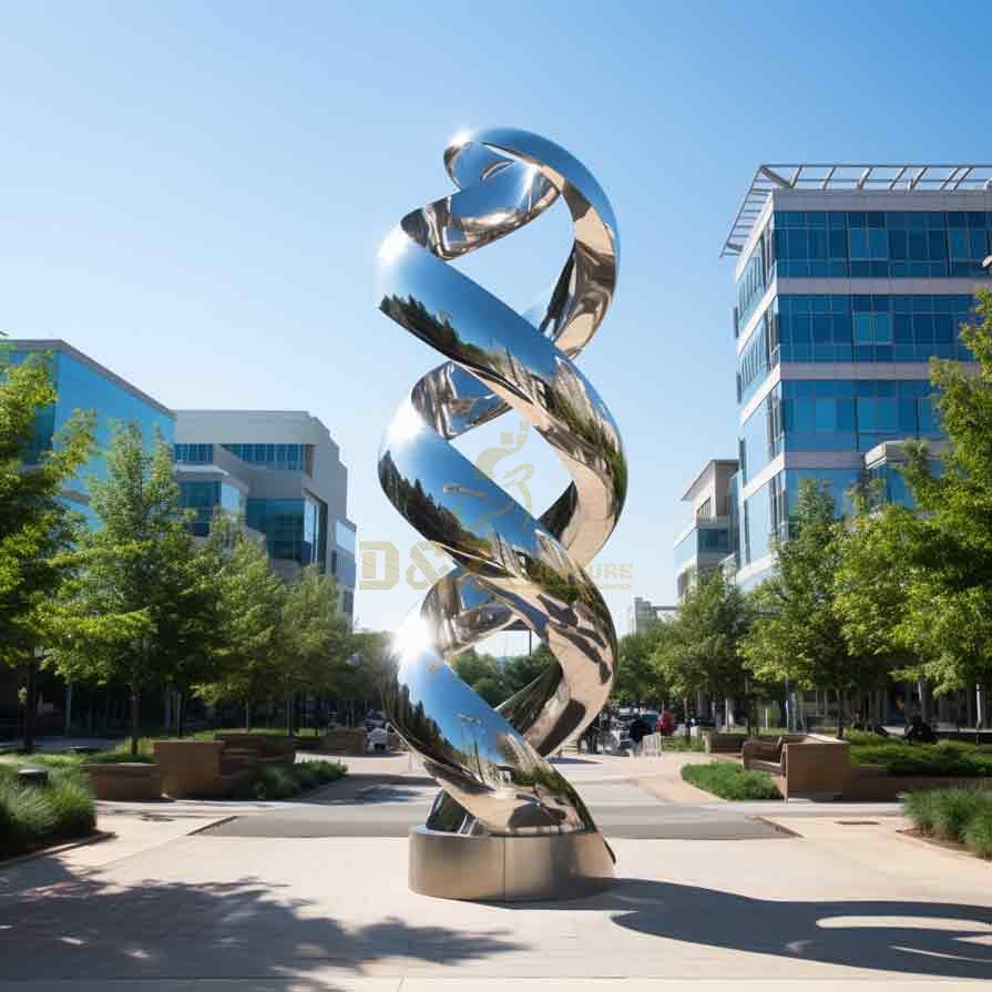 Large mirror stainless steel DNA double helix art sculpture for sale DZ-408