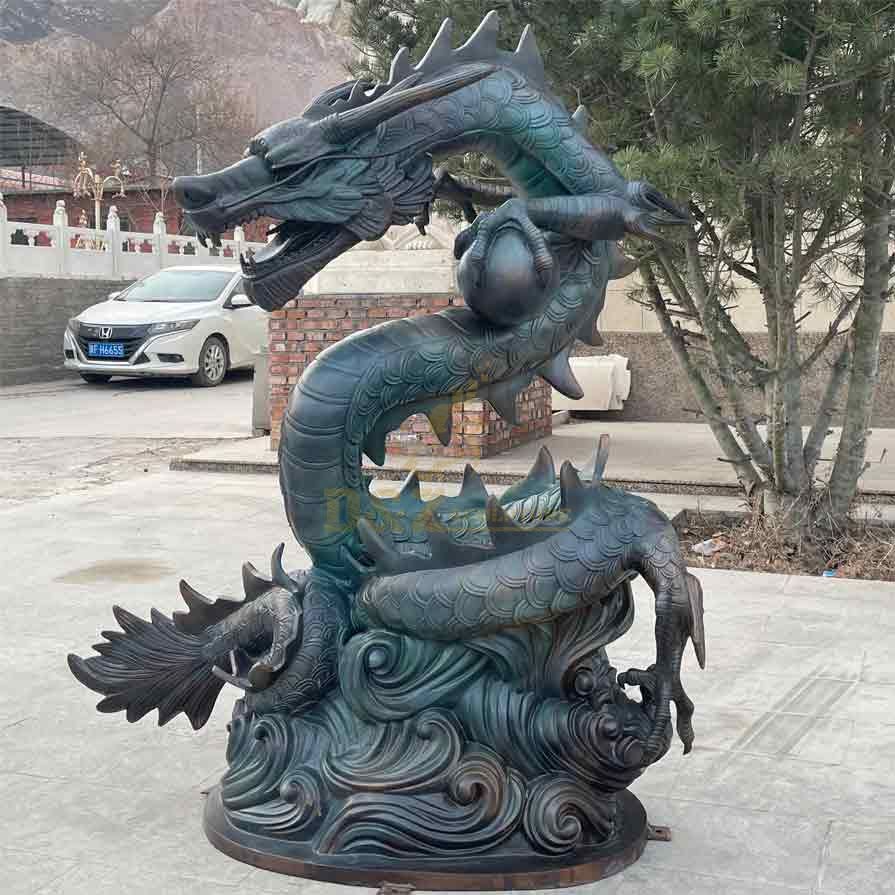 Outdoor Bronze Chinese Green Dragon Statue for Sale DZ-410