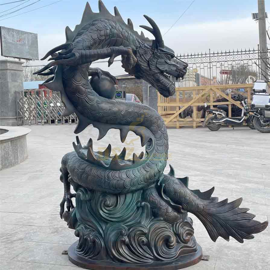 Outdoor Bronze Chinese Green Dragon Statue for Sale DZ-410