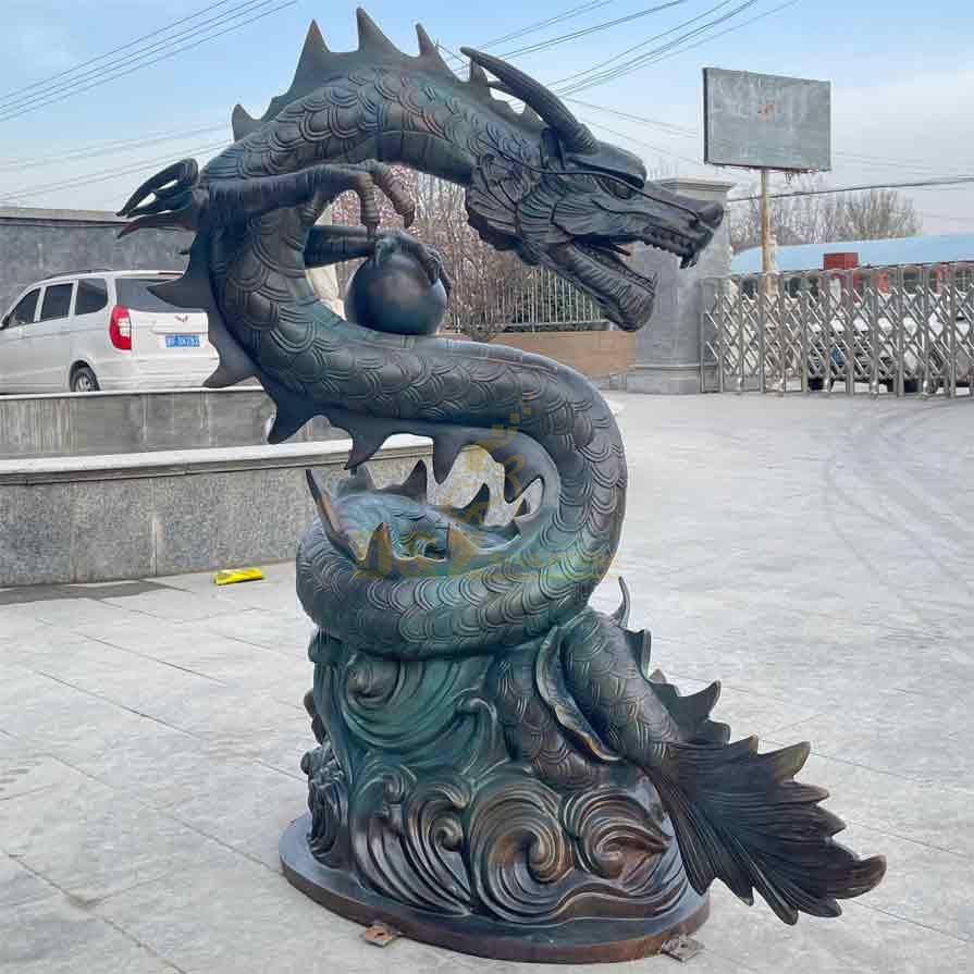 Outdoor Bronze Chinese Green Dragon Statue for Sale DZ-410