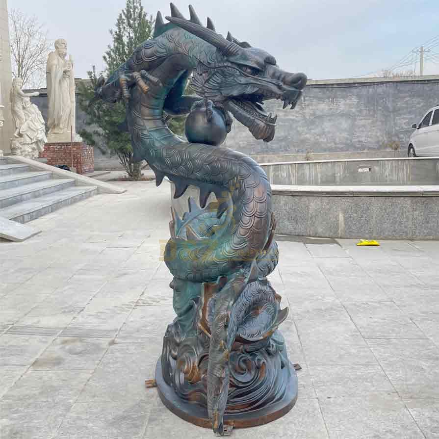 Outdoor Bronze Chinese Green Dragon Statue for Sale DZ-410