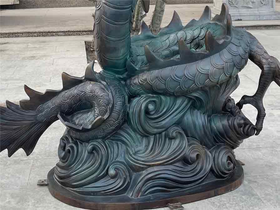 Outdoor Bronze Chinese Green Dragon Statue for Sale DZ-410