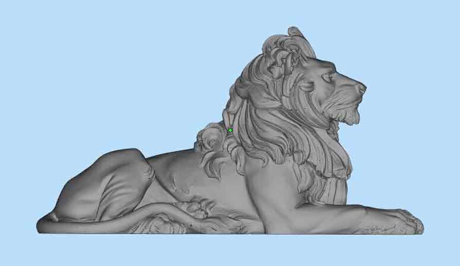 Pair of life-size bronze roaring reclining lion statues for sale, 3D drawing