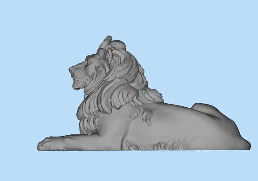 Pair of life-size bronze roaring reclining lion statues for sale, 3D drawing