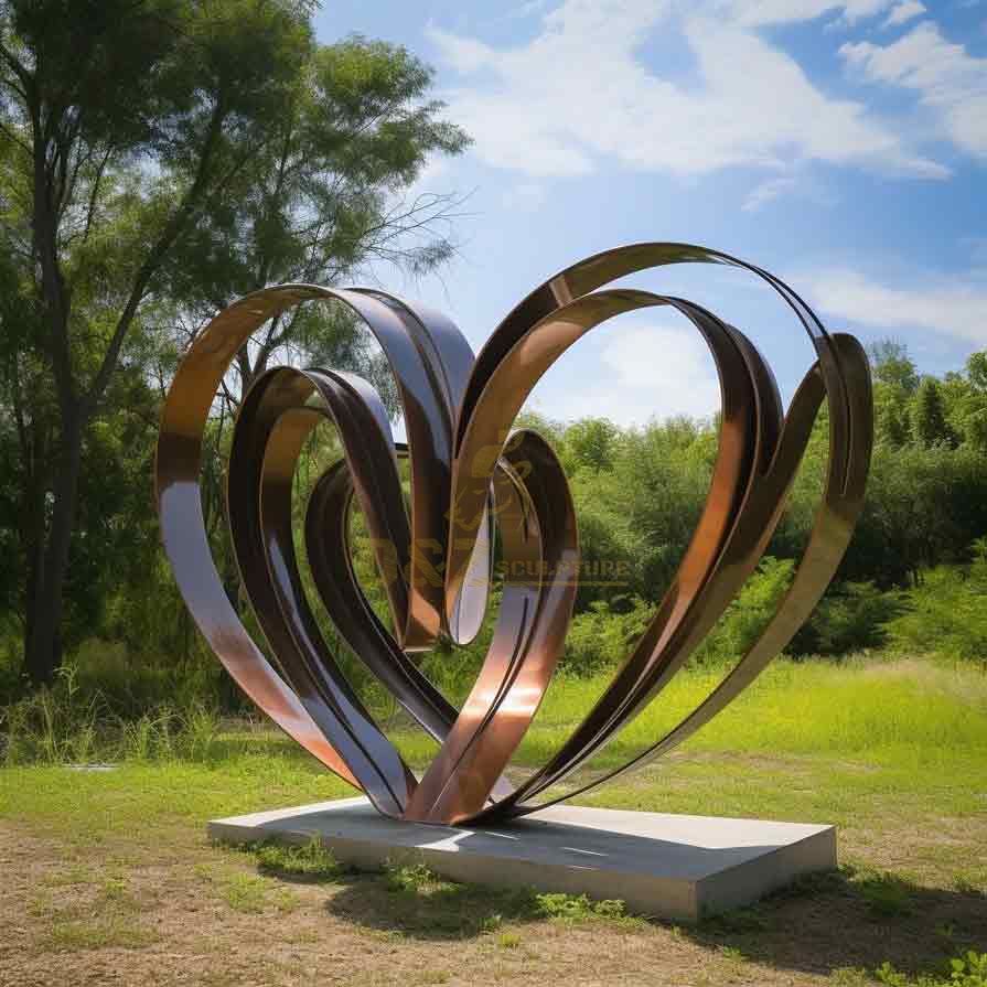 Modern Large Metal Art Double Heart Sculpture for Sale - Love Themed Sculpture DZ-414