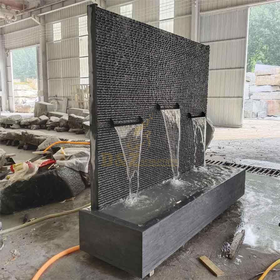 Modern black marble wall water curtain fountain for sale DZ-415