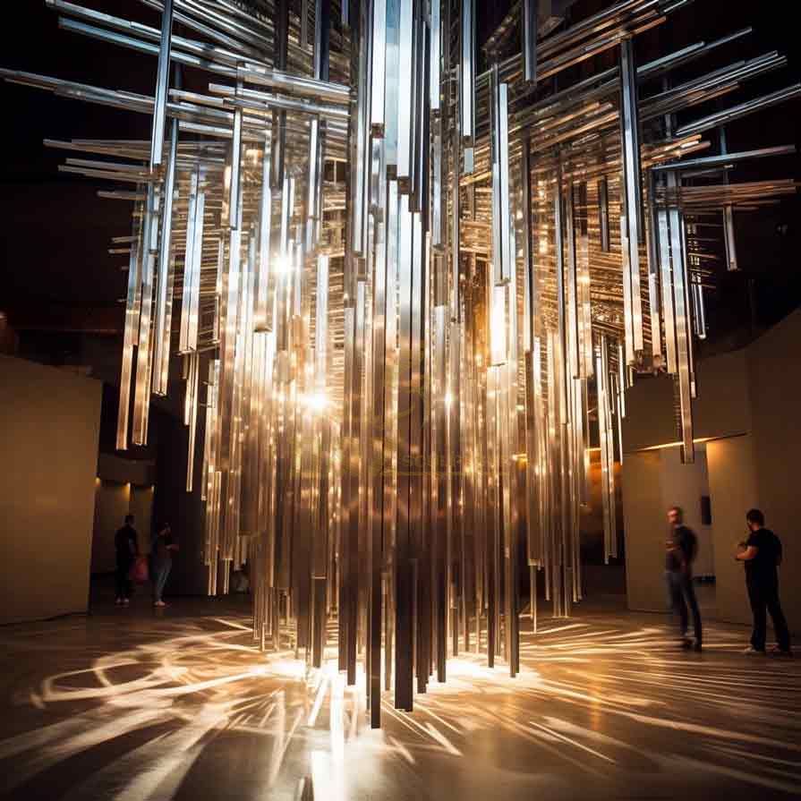 Creative light and shadow hanging sculpture - indoor surreal stainless steel art installation DZ-416