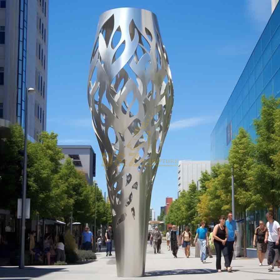 Large stainless steel metal city landscape decorative sculpture DZ-422