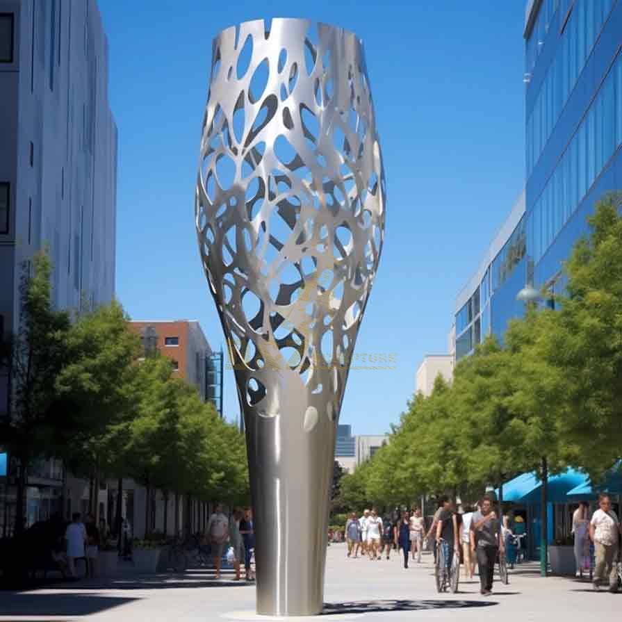 Large stainless steel metal city landscape decorative sculpture DZ-422