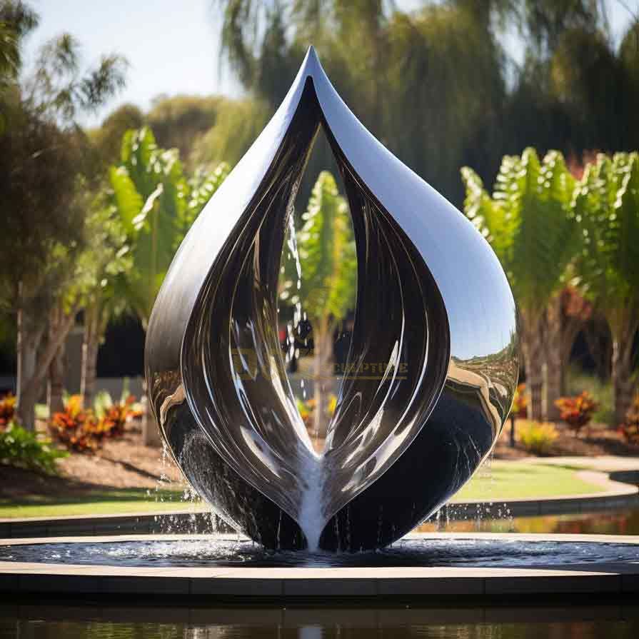 Outdoor large metal water drop fountain sculpture, perfect fusion of hollow and flame DZ-423