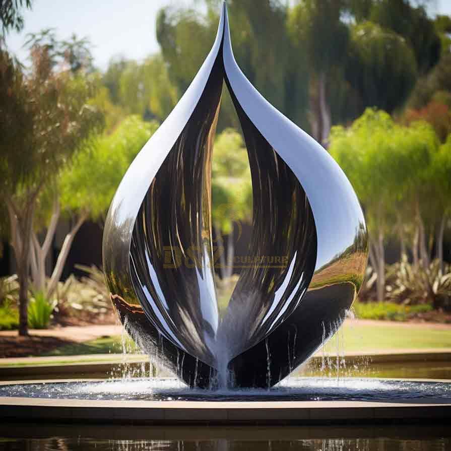 Outdoor large metal water drop fountain sculpture, perfect fusion of hollow and flame DZ-423
