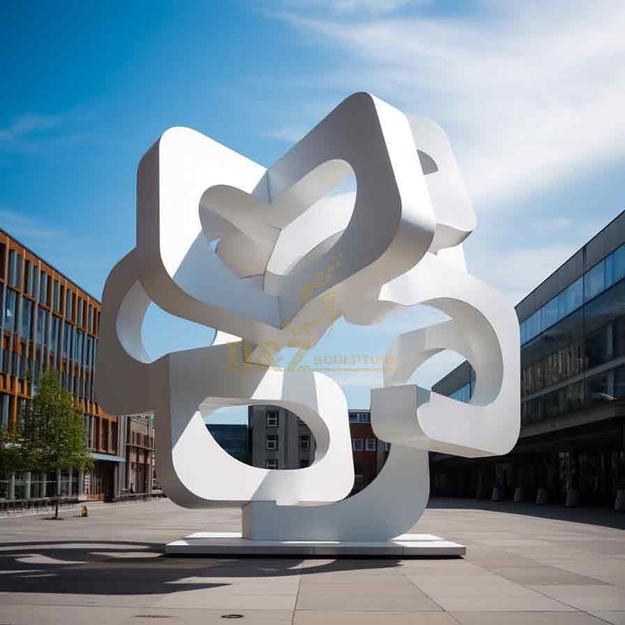 Large white modern metal sculpture for urban landscape project DZ-424