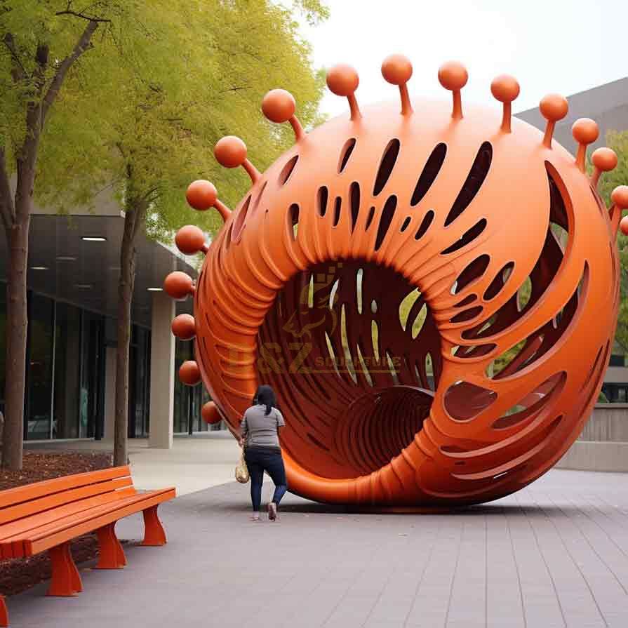Custom large virus sculpture, metal art sculpture, public art decor DZ-438