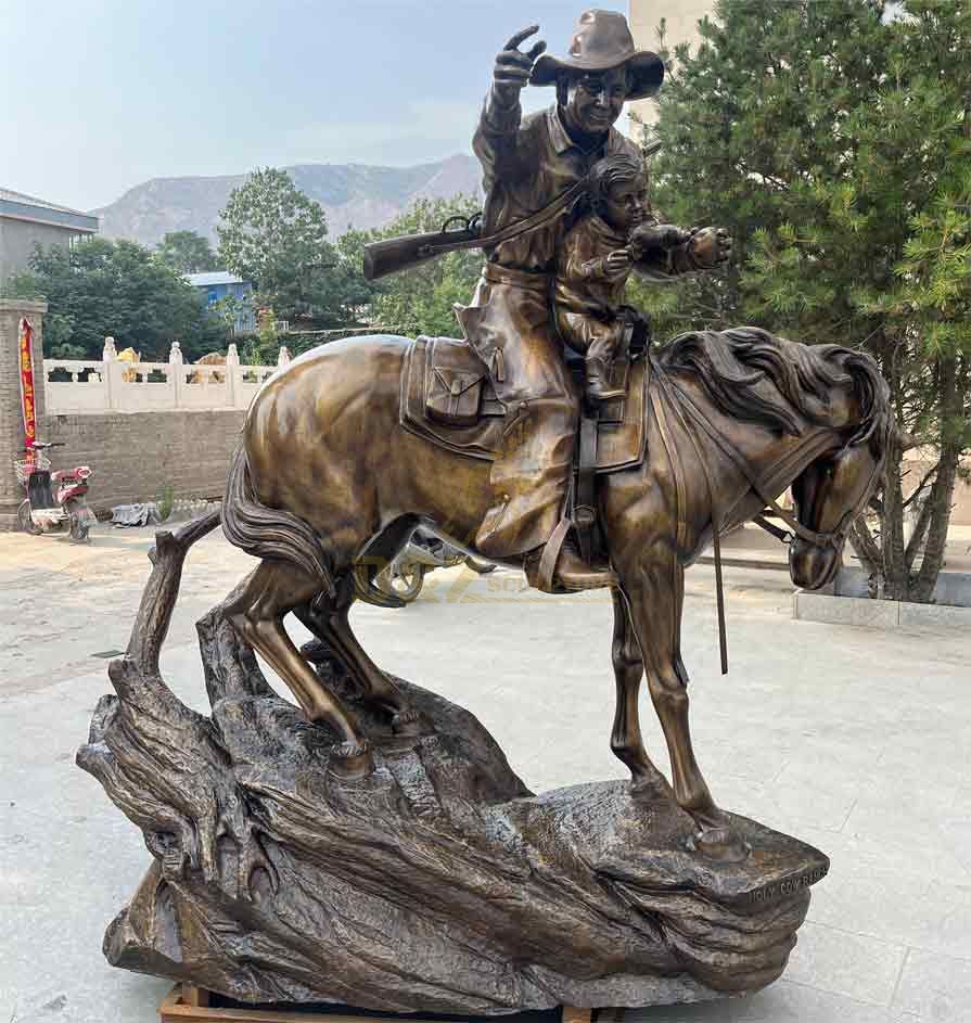 Western classic life size bronze cowboy male sculpture for sale