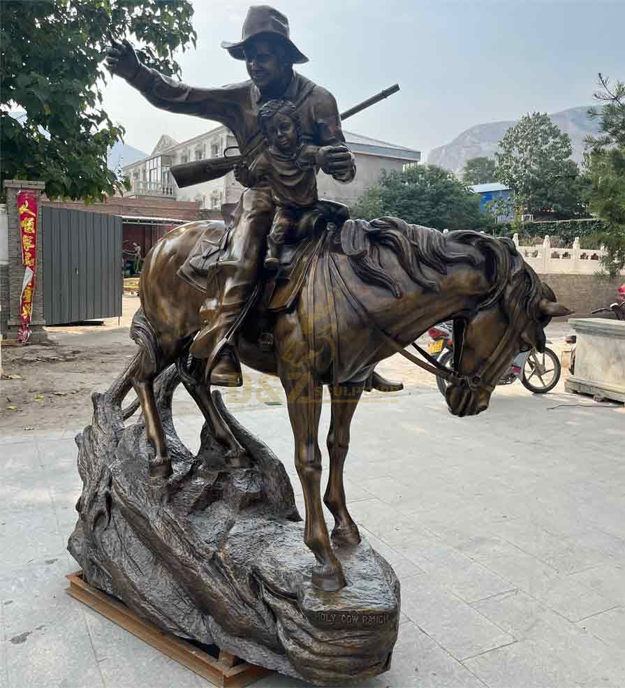 Western classic life size bronze cowboy male sculpture for sale