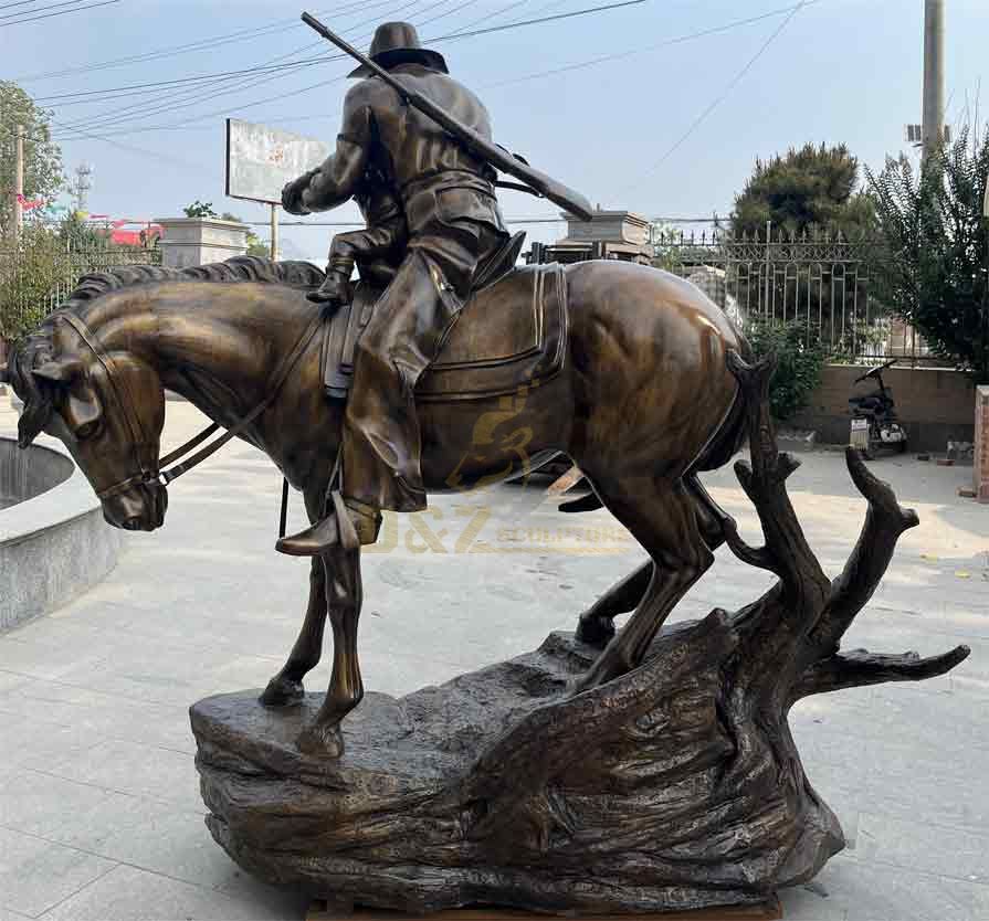 Western classic life size bronze cowboy male sculpture for sale