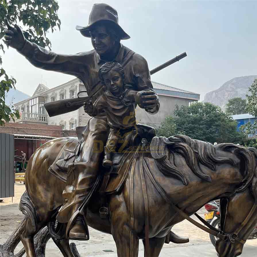 Western classic life size bronze cowboy male sculpture for sale