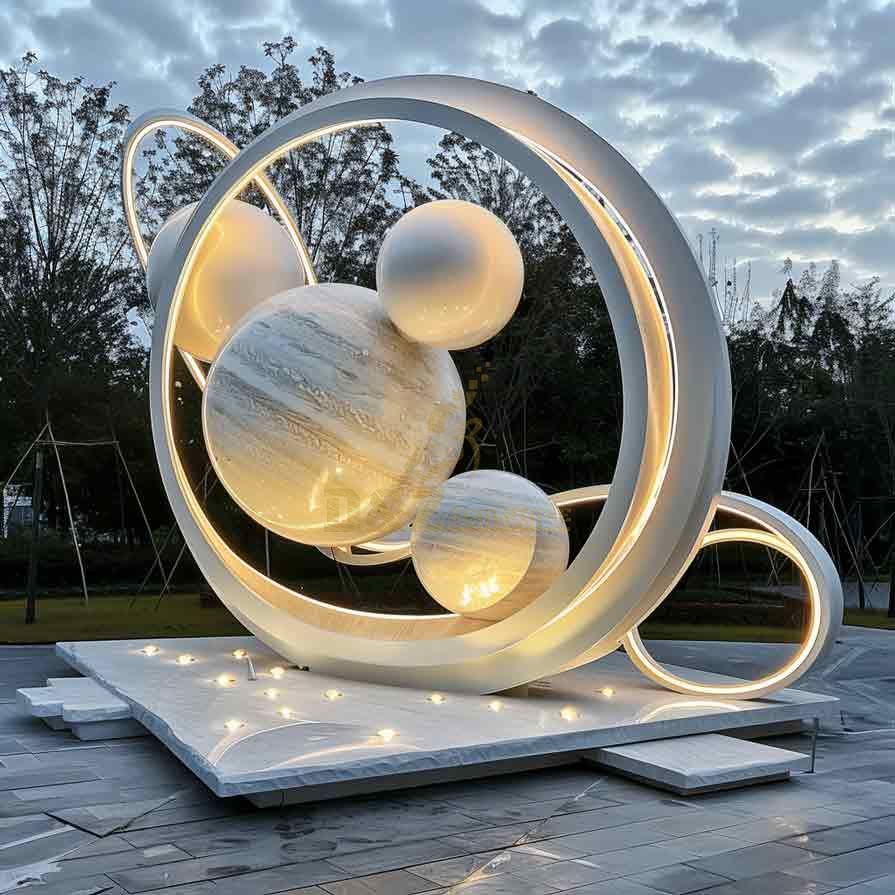 High-end custom modern planet metal sculptures - stylish sphere artworks for sale DZ-444