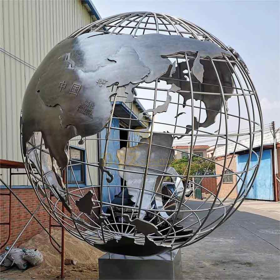 Custom large metal globe sculpture, garden sphere sculpture DZ-450