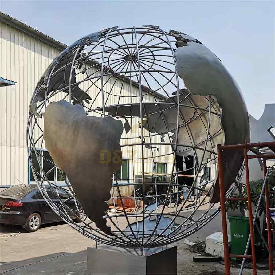 Custom large metal globe sculpture, garden sphere sculpture DZ-450