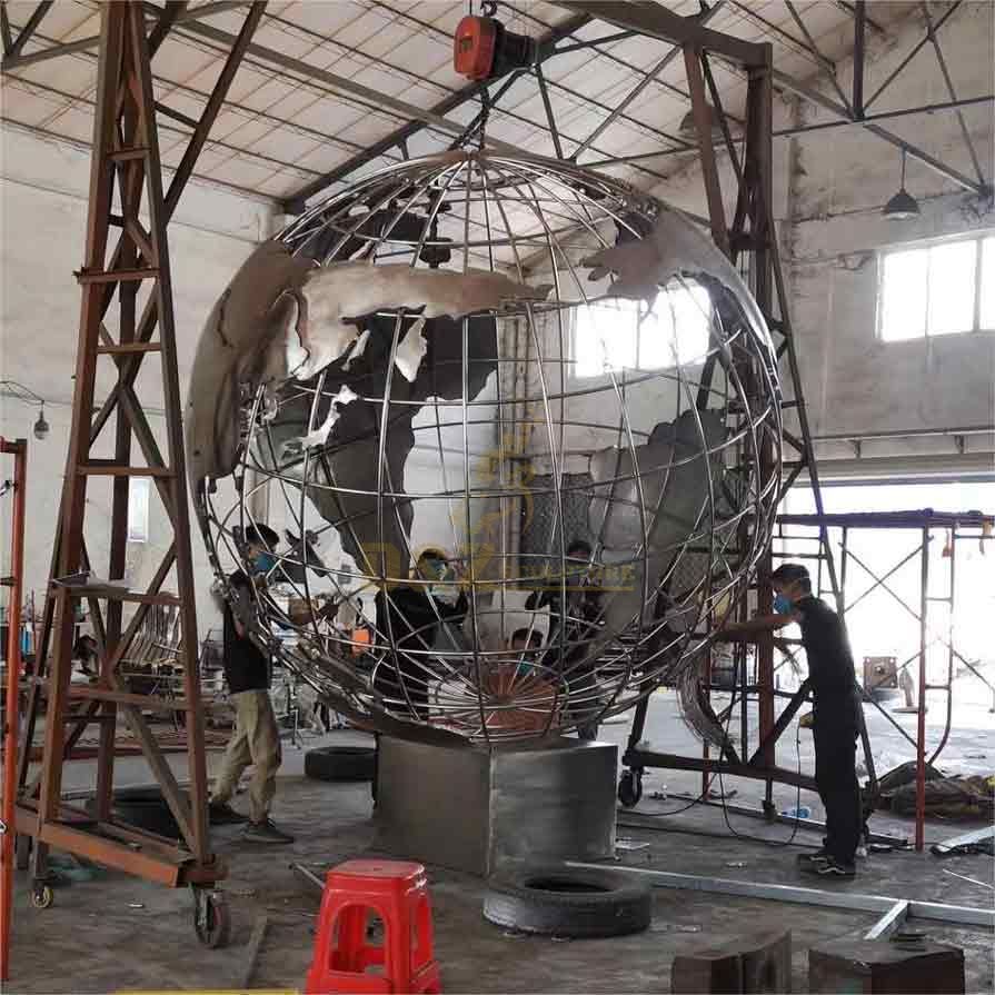 Custom large metal globe sculpture, garden sphere sculpture DZ-450