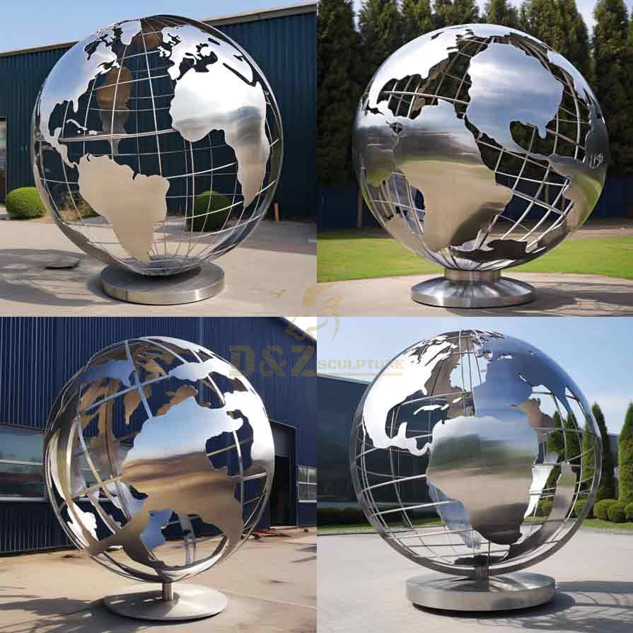 Custom large metal globe sculpture, garden sphere sculpture DZ-450