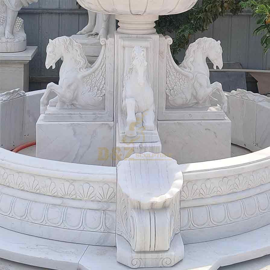 Custom Marble Horse Fountain Sculpture - Villa and Hotel Decor- Project DZ-458