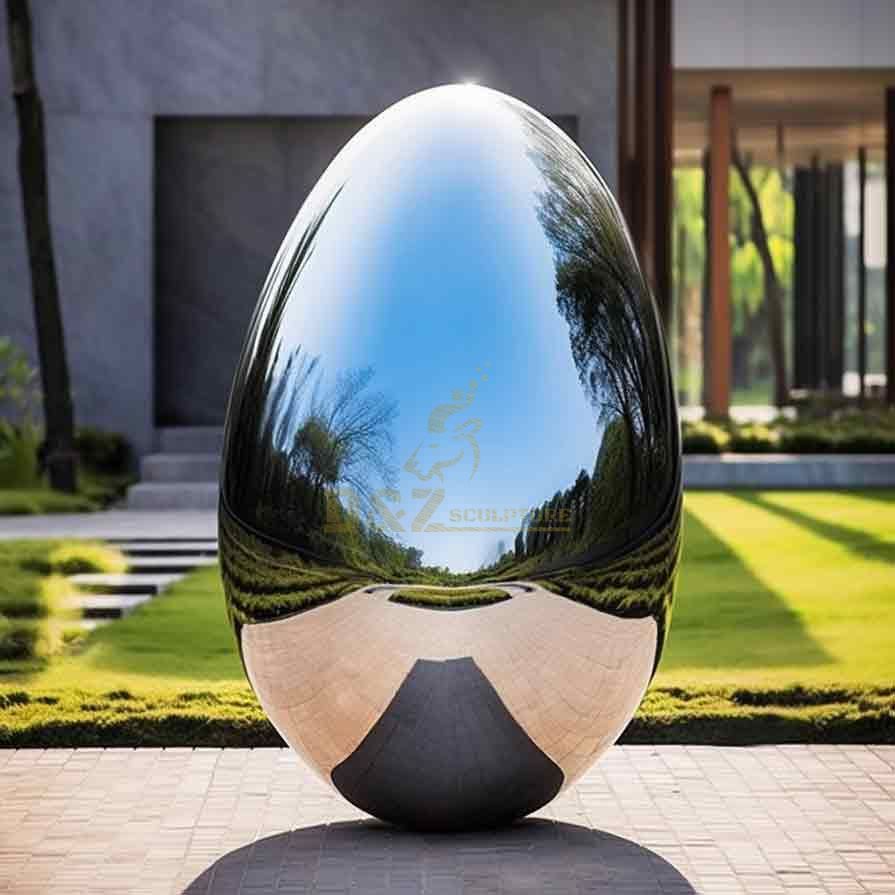 Modern Outdoor Metal Egg Sphere Mirror Stainless Steel Sculpture DZ-461