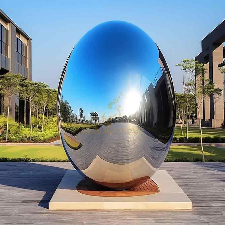 Modern Outdoor Metal Egg Sphere Mirror Stainless Steel Sculpture DZ-461