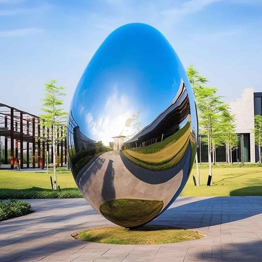 Modern Outdoor Metal Egg Sphere Mirror Stainless Steel Sculpture DZ-461