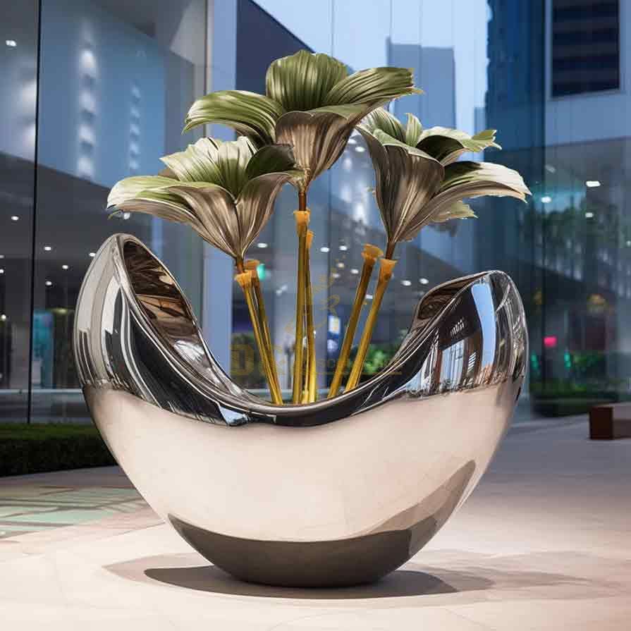 Custom Outdoor Indoor Stainless Steel Flower Pot Sculpture DZ-463