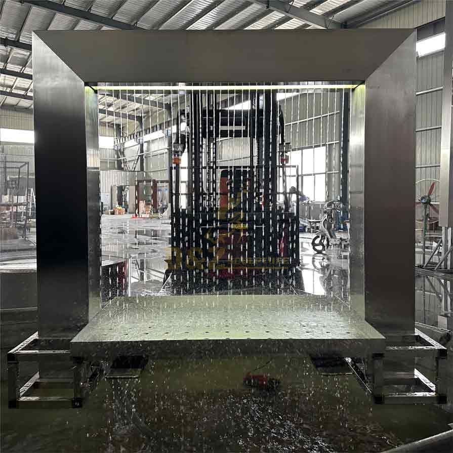 Geometric Rectangular Metal Water Curtain Fountain Sculpture for Sale DZ-466