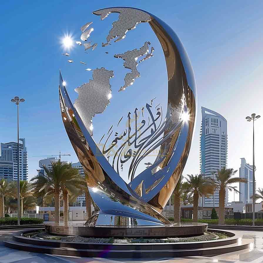 Saudi Arabia modern large urban public metal art sculpture, development theme DZ-470