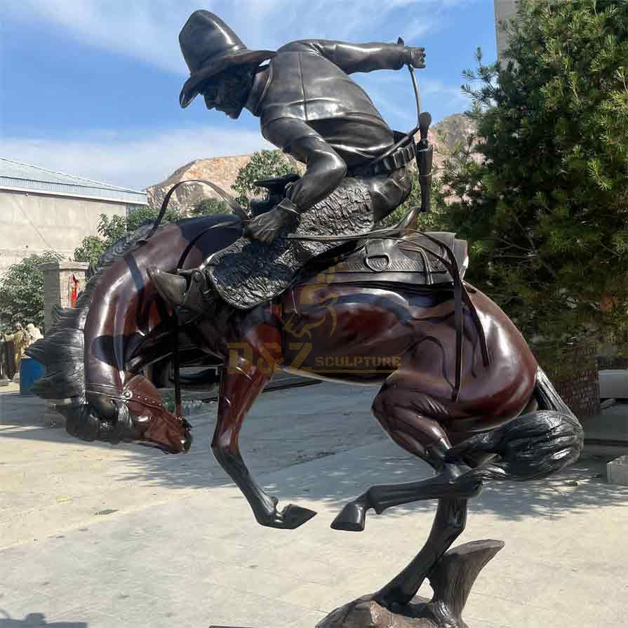 Bronze Statue of Cowboy on Bucking Bronco (Bronco Buster) for Sale DZ-475