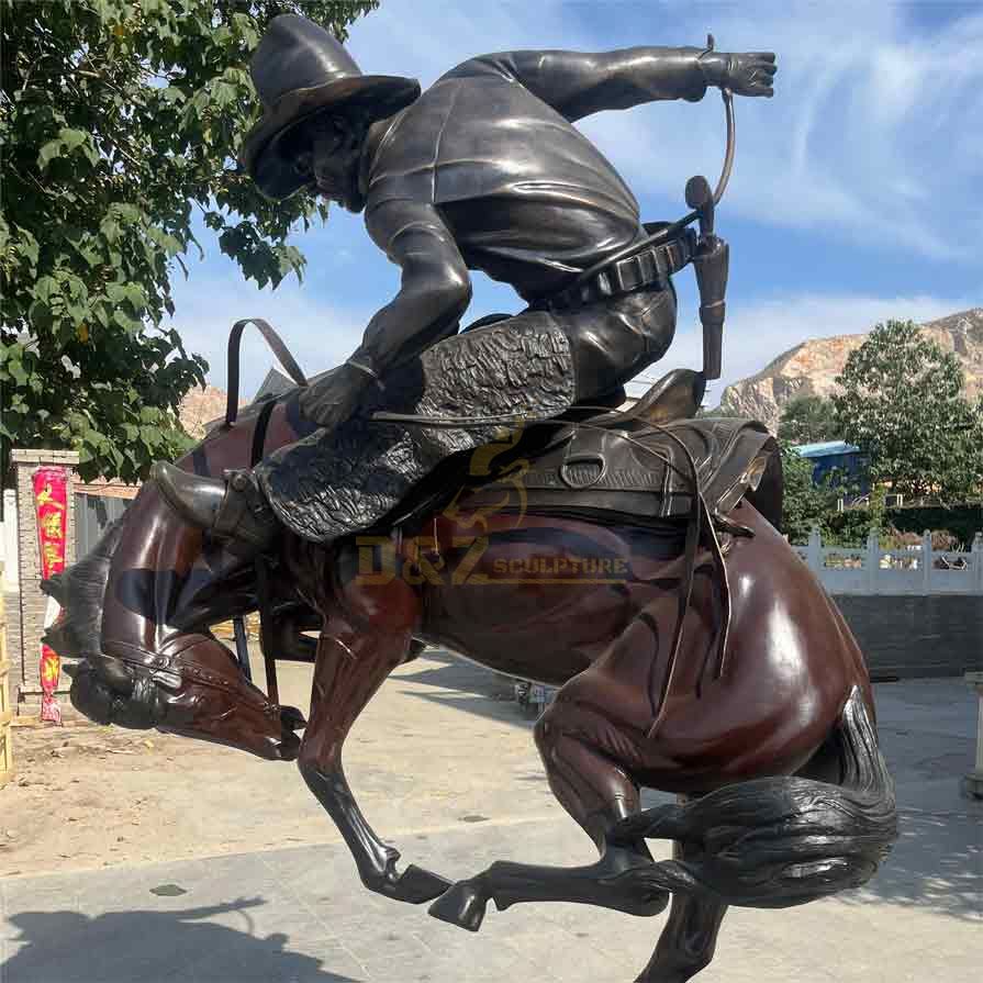 Bronze Statue of Cowboy on Bucking Bronco (Bronco Buster) for Sale DZ-475