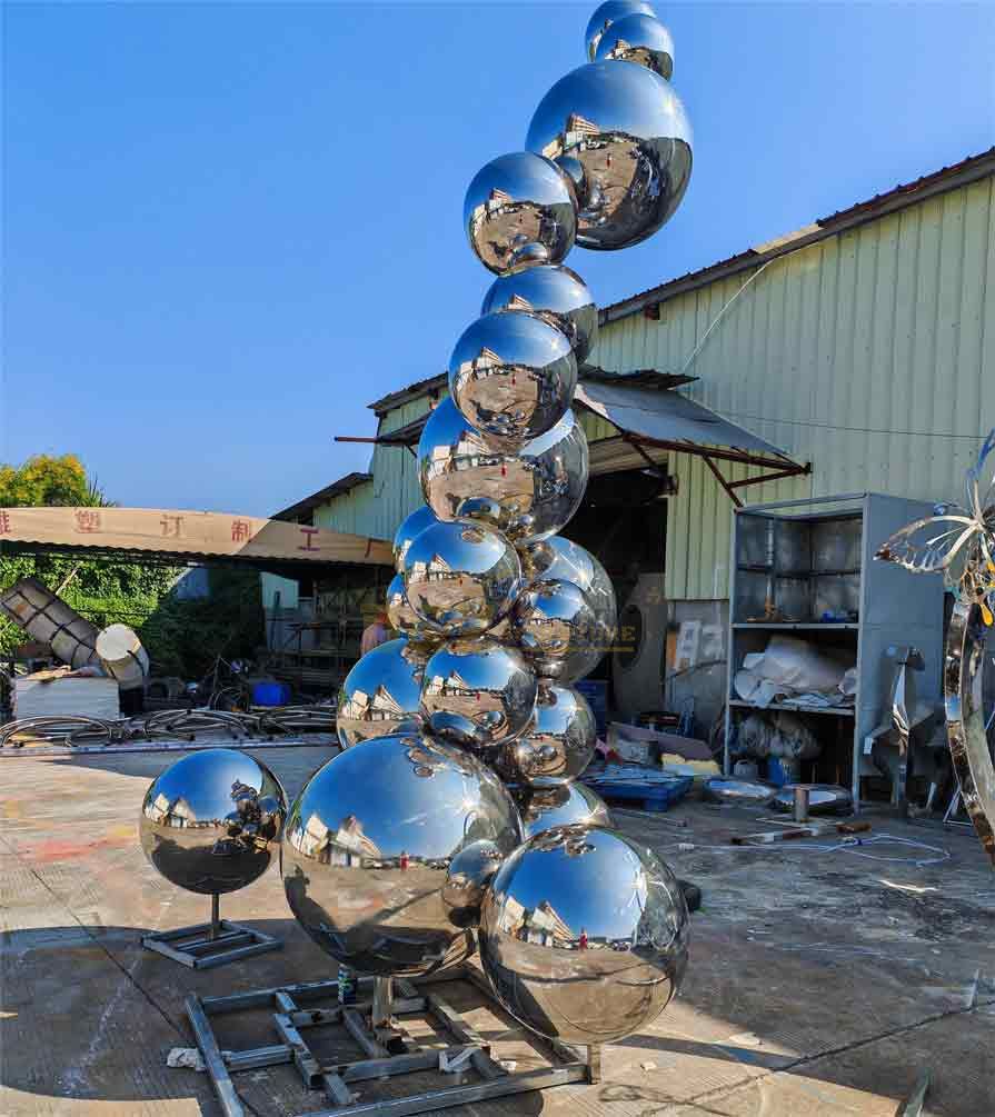 Outdoor mirror stainless steel garden sphere wave sculpture DZ-476