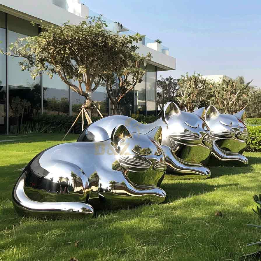 Large Abstract Outdoor Metal Sleeping Cat Sculpture for Sale DZ-479