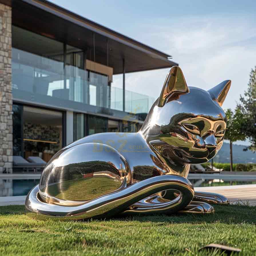 Large Abstract Outdoor Metal Sleeping Cat Sculpture for Sale DZ-479