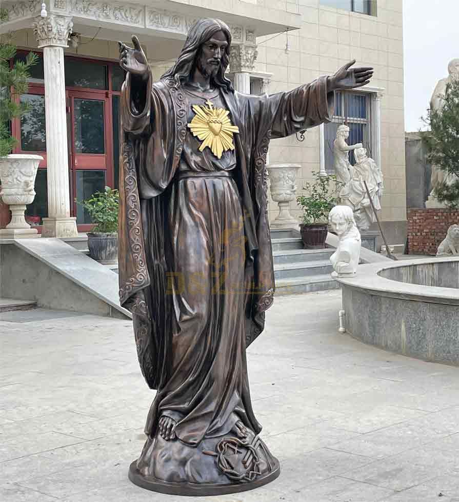 Life size bronze outdoor Sacred heart of Jesus statue for sale DZ-481