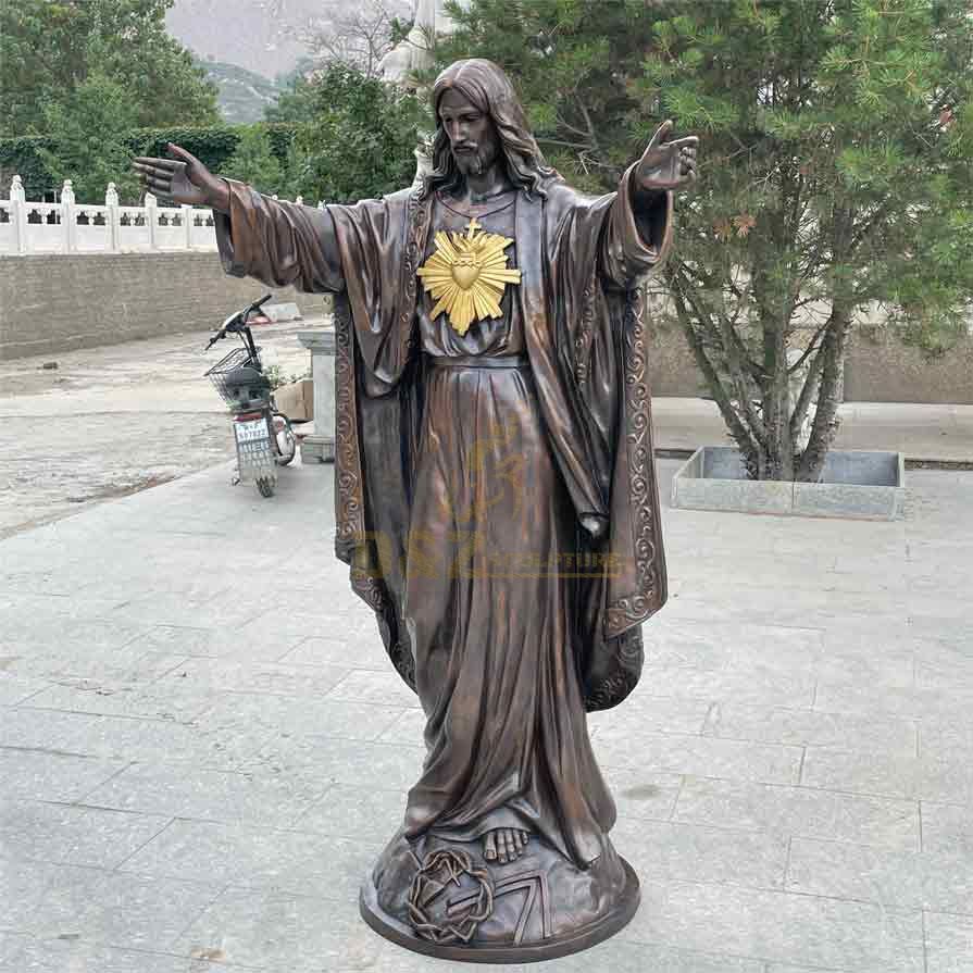 Life size bronze outdoor Sacred heart of Jesus statue for sale DZ-481