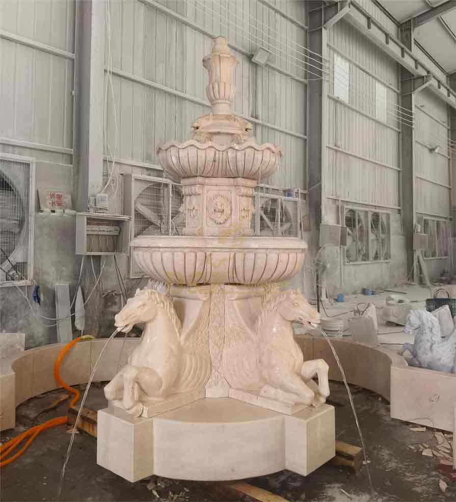 Large Stone Outdoor Horse Fountain Sculpture for Sale DZ-489